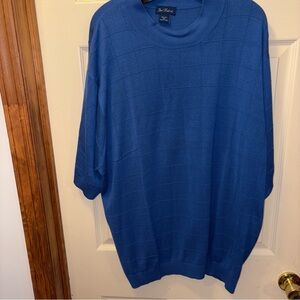 Paul Frederick Made in Italy Blue Short Sleeve Sweater Silk 3xL